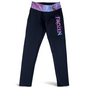 Disney Frozen Jumping Beans Girls 7 Fleece Lined Black Leggings Elsa Anna